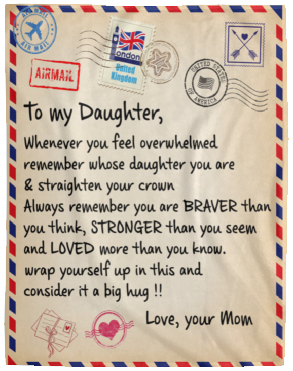 To My Daughter| Love Mom |Postcard Gift Blanket