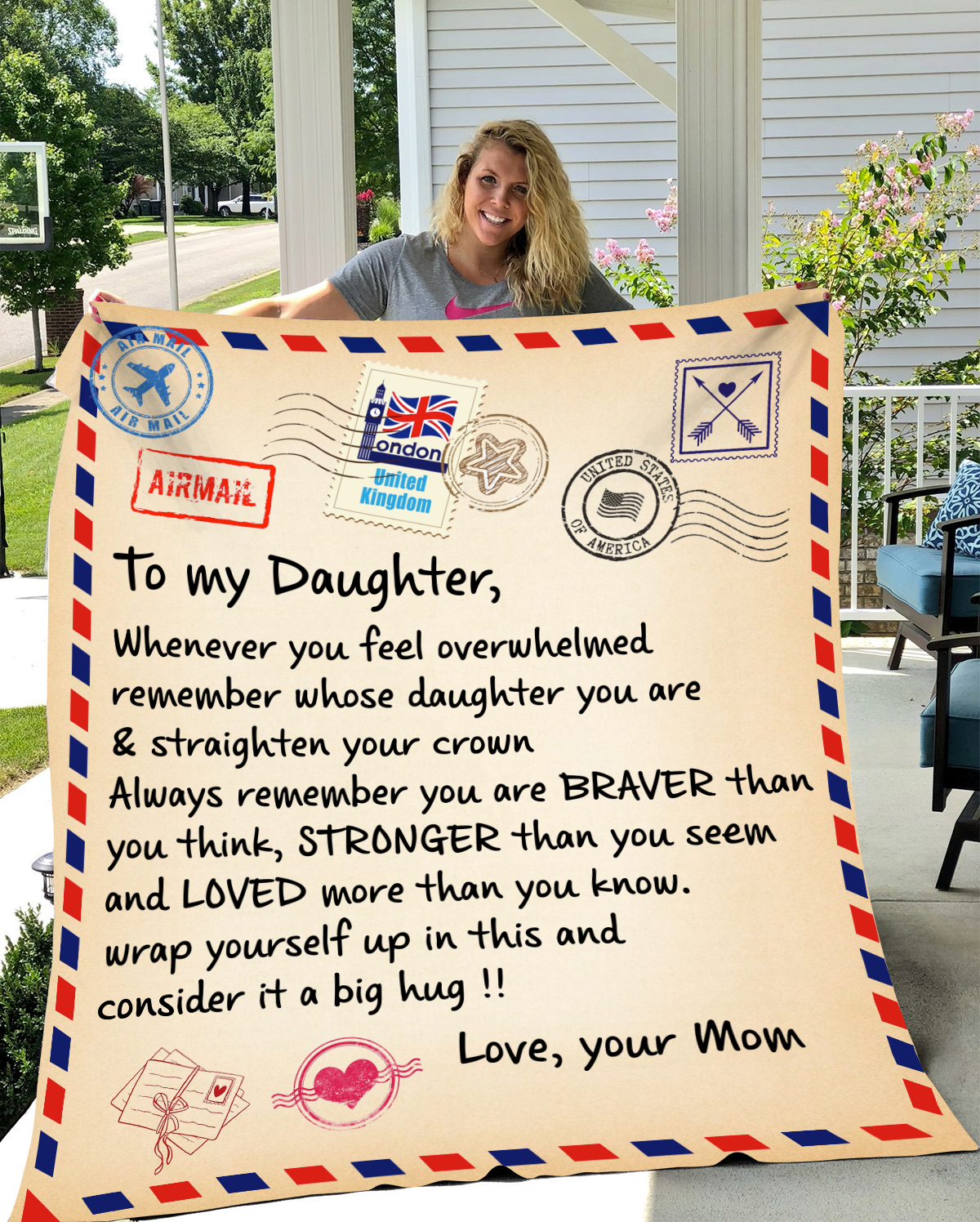 To My Daughter| Love Mom |Postcard Gift Blanket